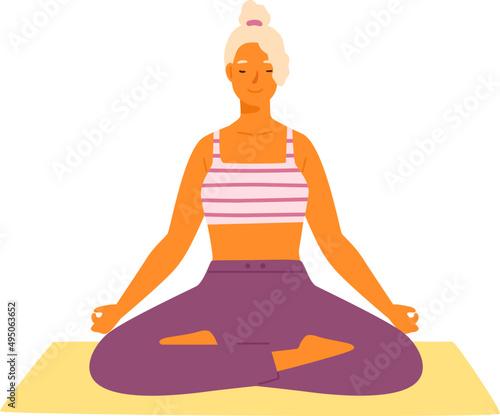 Woman Practicing Yoga Cartoon Illustration