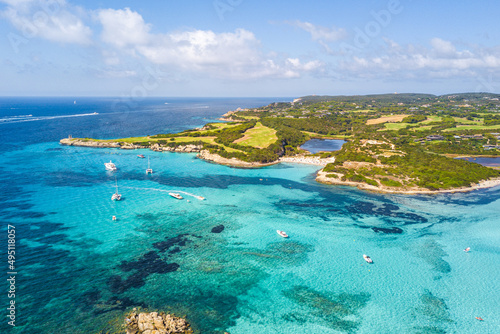 South Corsica, turquoise sea and green landscape from above. France