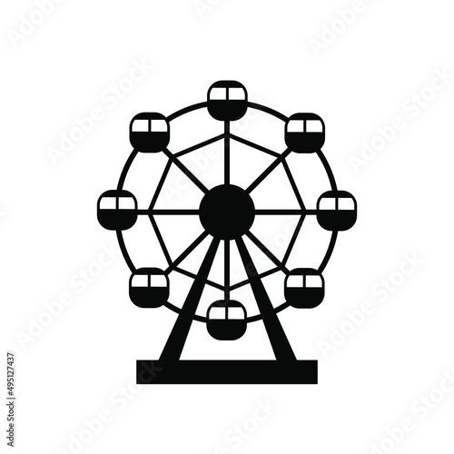Ferris wheel icon flat design vector black color isolated. Amusement park icon.Recreation icon