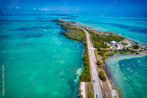 The Overseas Highway in the Florida Keys taken by drone.