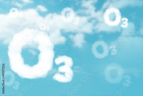 white could in O3 text on blue sky background for World Ozone Day