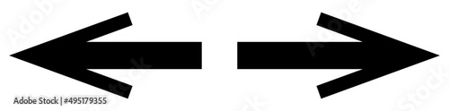 Left and right arrow, pointer, cursor in opposite direction. Intersection, navigation, forward-backward arrow element