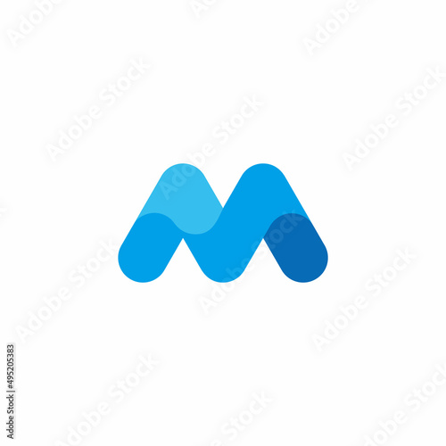 letter m wavy water gradient color logo vector