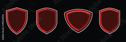 3D badge with shadow and outline. shield esport in blank template. set of shield badge for esport logo. 