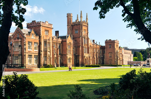 Queen’s University, Belfast, Northern Ireland established 1845. The Gothic facade of the Lanyon Building.