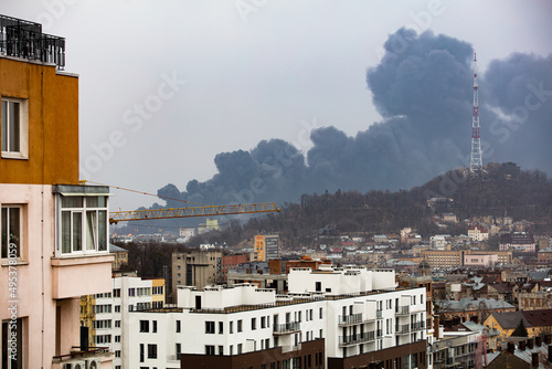 Missile strike on an oil storage facility in Lviv during russian war