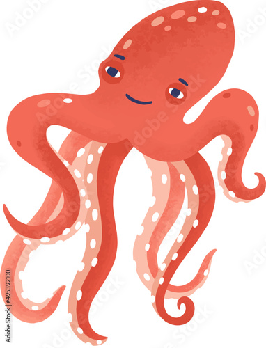 Cute Octopus Childish Cartoon Illustration