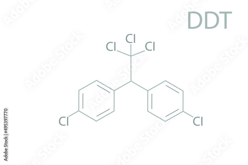 Dichlorodiphenyltrichloroethane (DDT) molecular skeletal chemical formula. 