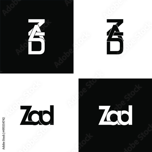 zad letter original monogram logo design set