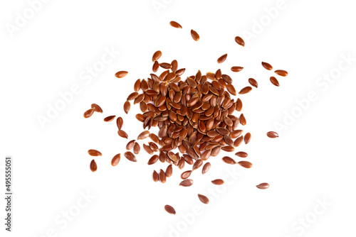 Flax seeds on white background