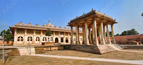 Panoramic view of the Sarkhej Roza monument in Makarba, Ahmedabad, Gujarat, India