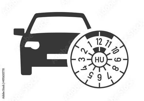 TÜV icon Symbol - Auto mit Siegel Vektor Illustration