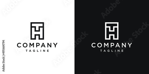 Creative Letter TH Monogram Logo Design Icon Template White and Black Background