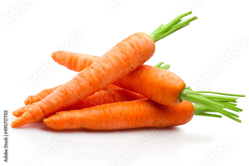 Fresh carrots isolated on white background