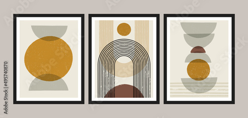 Mid century modern art print,set of 3. Gallery wall printable art. Boho style interior decor.