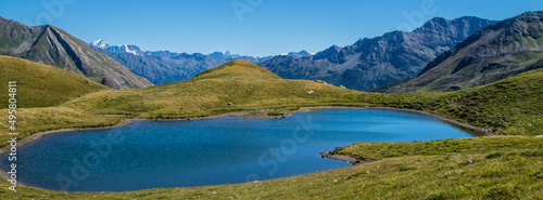 Beautiful view of Lake Verney, Petit Saint Bernard, Aosta Valley, Italy