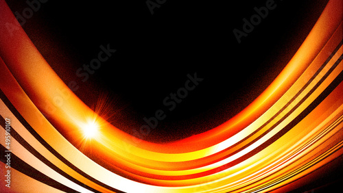 Abstract Gold wave curve line and lights with bokeh elegant overlay background. Dust sparks background.
