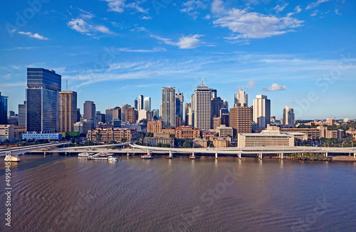 Aerial view of the skyline of the Central Business district of Brisbane, Queensland, Australia