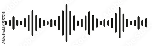 Sound and audio waves. Monochrome soundwave lines. Soundwaves rhythm symbol. Volume audio scales lines - stock vector.