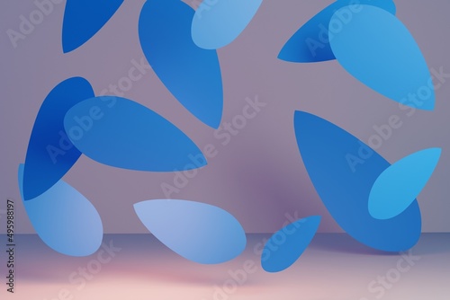 Abstract leaves with shadow on a colorful background. Modern 3d rendering background.