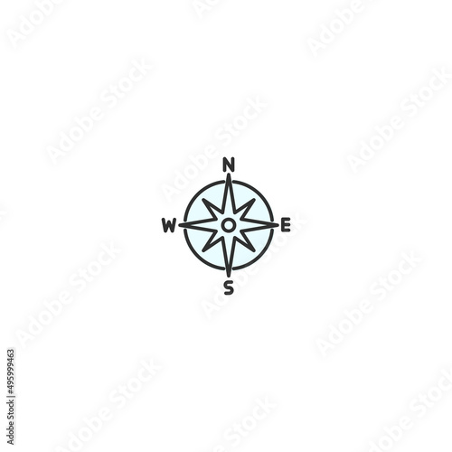 Compass rose line icon. Navigation star cartography azimuth