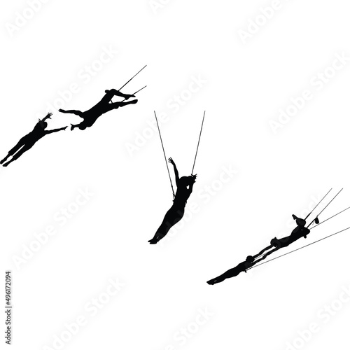 Flying Trapeze Silhouette Vector