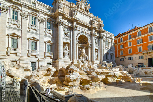 A worker cleans the empty Trevi Fountain in Rome, Italy.