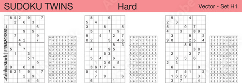 A set of 3 hard scalable sudoku twins puzzles suitable for kids, adults and seniors and ready for web use, or to be compiled into a standard or large print paperback activity book.
