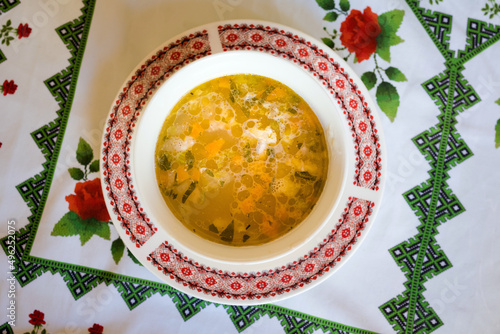 Delicious bulgarian food fish soup