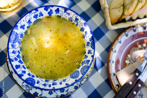 Delicious bulgarian food fish soup
