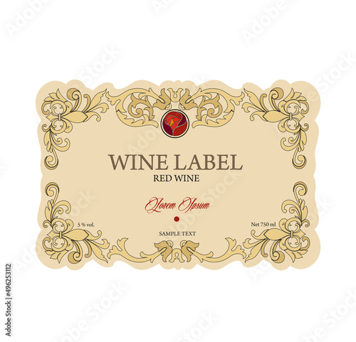 WINE LABEL ITALIAN DRINKS, DECORATIVE STICKER FOR SPARKLING WINE VINTAGE