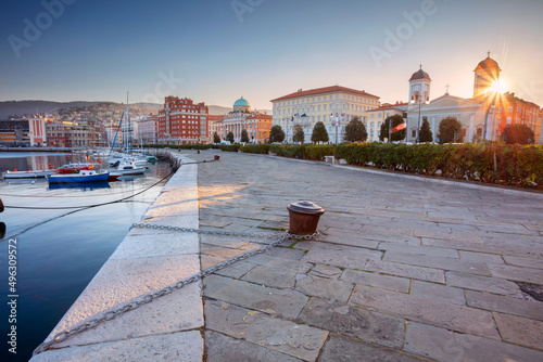 Trieste, Italy. Cityscape image of downtown Trieste, Italy at sunrise.