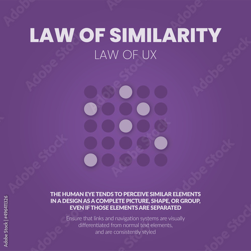 A vector illustration Law of similarity psychology concept or a principle of association encountering, thinking something tends to bring to mind similar things, is fundamental to associationism in UX