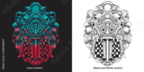 barong bali vector illustration in detailed style