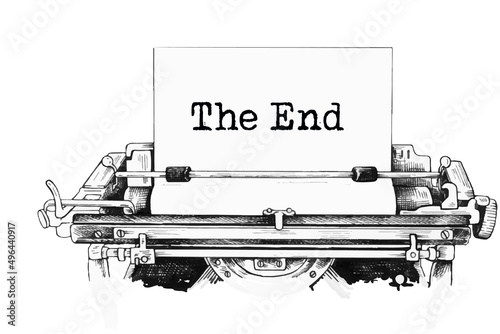 Text written with a vintage typewriter - The end