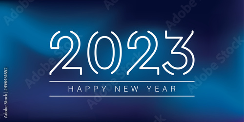 happy new year blue holiday background 2023 with golden typography