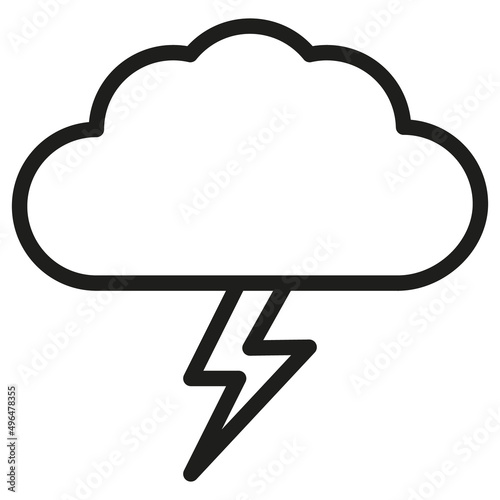 Ikona burza z piorunami. Grafika wektorowa chmura i błyskawica. 