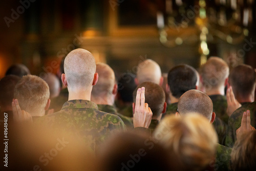 Soldiers perform a military oath