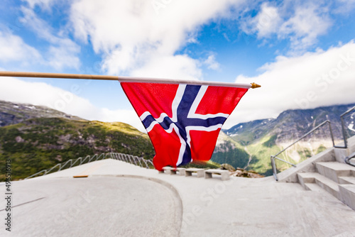 Norwegian flag on Utsikten viewpoint