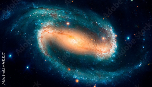 Telescope image of barred spiral galaxy NGC 1300 and stars. Image courtesy of ESA-Hubble.