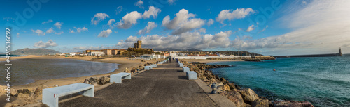 Tarifa seen from the Isla de Las Palomas. Most southern point of Europe, Costa de la Luz, Andalusia, Spain.