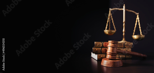 Weight scale and gavel, law concept