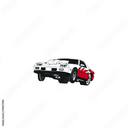 Vector illustration of a drag racing car doing a wheelie