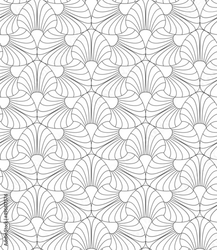 Vector seamless texture. Modern geometric background with curly tiles.