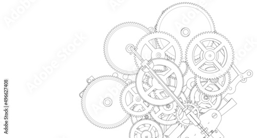 clock mechanism scheme 3d rendering