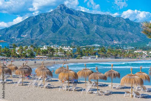 Puerto Banus beach at Marbella, Spain.