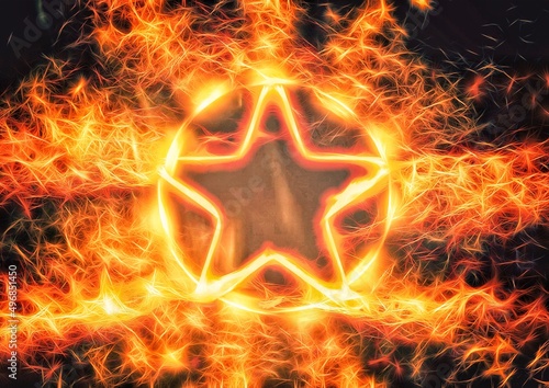 爆発する星形の炎のイラスト