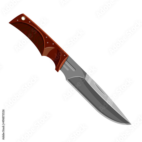 Hunter drop point knife, vector icon or clipart.