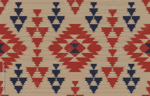 Aztec Motif Ethnic ikat art. The seamless Aztec pattern in tribal, folk embroidery, Mexican, Uzbek style. Moroccan geometric art ornament print.slubby textured design for carpet, fabric.