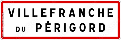 Panneau entrée ville agglomération Villefranche-du-Périgord / Town entrance sign Villefranche-du-Périgord